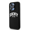 DKNY Apple iPhone 14 Pro etui twarde Liquid Silicone White Printed Logo MagSafe, czarny