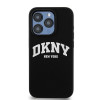 DKNY Apple iPhone 14 Pro etui twarde Liquid Silicone White Printed Logo MagSafe, czarny