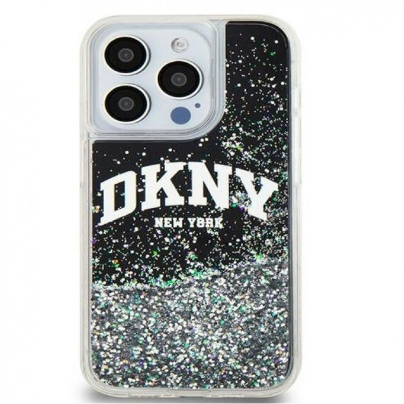 DKNY Apple iPhone 15 Pro Max etui twarde Liquid Glitter Big Logo, czarny