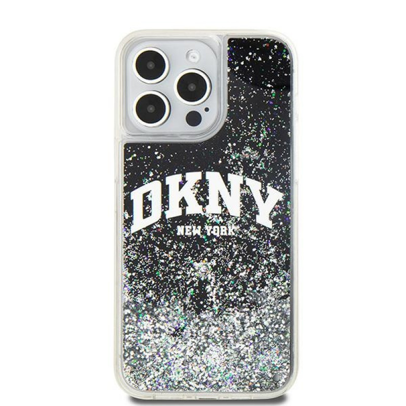 DKNY Apple iPhone 15 Pro Max etui twarde Liquid Glitter Big Logo, czarny