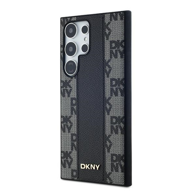 Etui MagSafe DKNY Leather Checkered Mono Pattern do Samsung Galaxy S24 Ultra, czarne