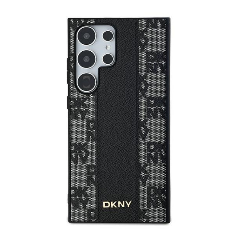 Etui MagSafe DKNY Leather Checkered Mono Pattern do Samsung Galaxy S24 Ultra, czarne