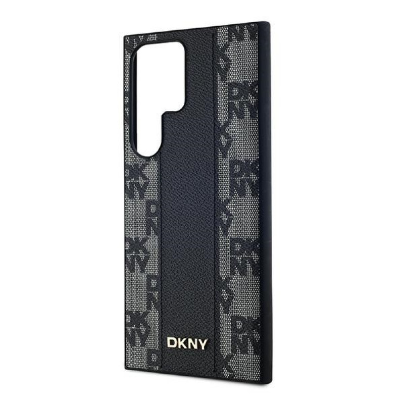 Etui MagSafe DKNY Leather Checkered Mono Pattern do Samsung Galaxy S24 Ultra, czarne