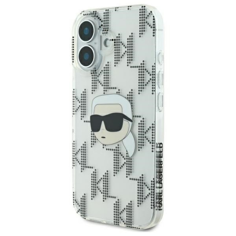 Karl Lagerfeld Apple iPhone 16 etui twarde IML Karl Head Electroplated, przezroczyste