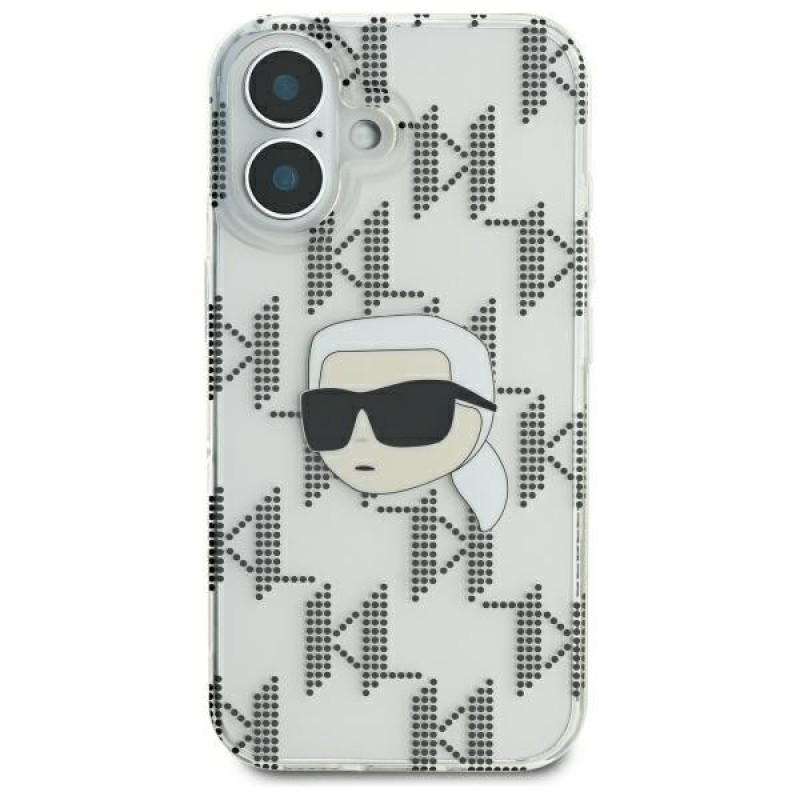 Karl Lagerfeld Apple iPhone 16 etui twarde IML Karl Head Electroplated, przezroczyste