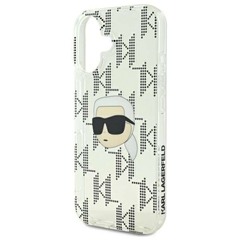 Karl Lagerfeld Apple iPhone 16 etui twarde IML Karl Head Electroplated, przezroczyste