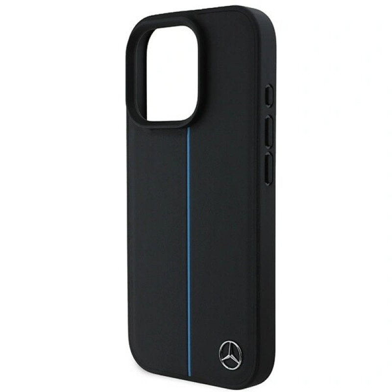 Mercedes MEHMP16L23RURBK Apple iPhone 16 Pro etui twarde MB Blue Line Leather MagSafe, czarny