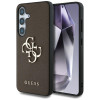Guess Grained Big 4G Logo Small Classic Logo twarde etui na Samsung Galaxy S25+, brązowe