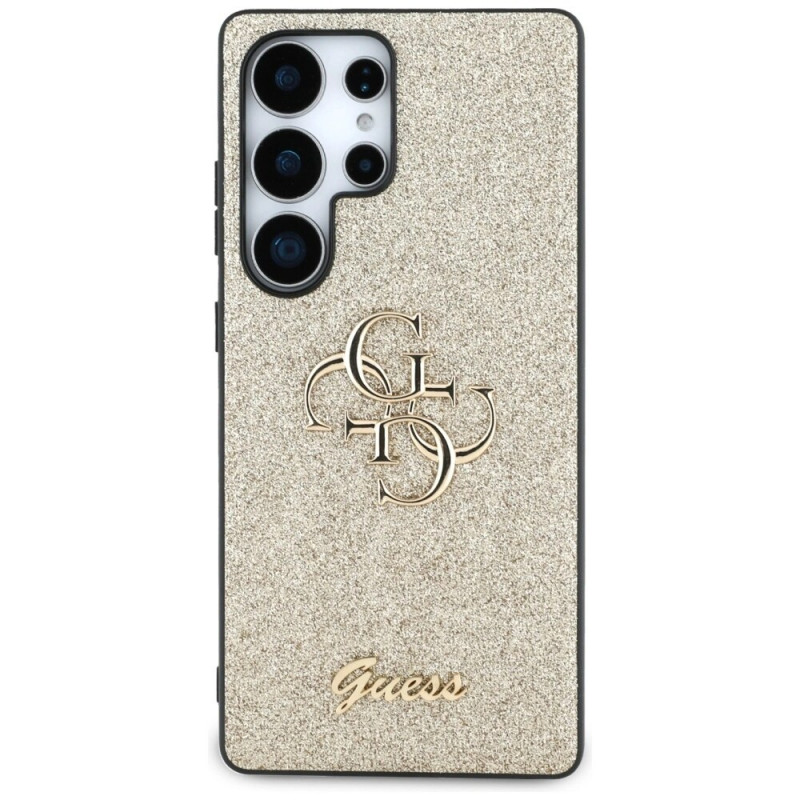 Guess Fixed Glitter Big 4G Metal Logo twarde etui na Samsung Galaxy S25 Ultra, złote