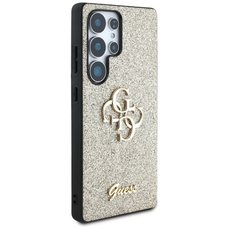 Guess Fixed Glitter Big 4G Metal Logo twarde etui na Samsung Galaxy S25 Ultra, złote