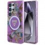 Etui MagSafe Guess Glitter Flowers Triangle Buttons do Samsung Galaxy S25 Ultra, fioletowe