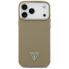 Guess Grained Triangle Logo MagSafe twarde etui na Apple iPhone 17 Pro Max, brązowe