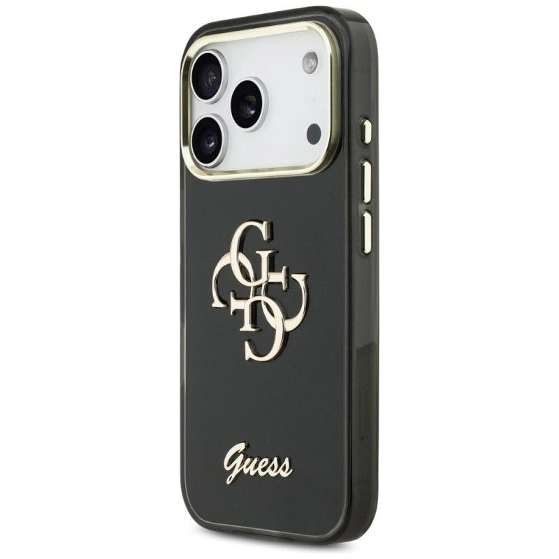 Guess GUE5344 IML 4G Script Metal twarde etui na Apple iPhone 17 Pro Max, czarny