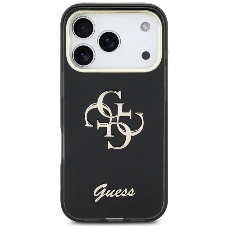 Guess GUE5344 IML 4G Script Metal twarde etui na Apple iPhone 17 Pro Max, czarny