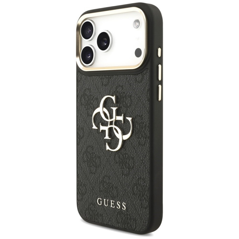 Etui ochronne Guess 4G Big 4G Classic Logo Big Strap Metal Buttons ze paskiem dla Apple iPhone 18 Pro Max / 17 Pro Max, czarne