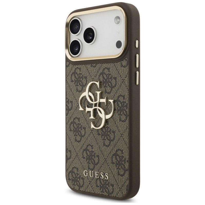 Etui Guess 4G Big 4G Classic Logo Big Strap Metal Buttons z paskiem dla Apple iPhone 18 Pro Max / 17 Pro Max, brązowe