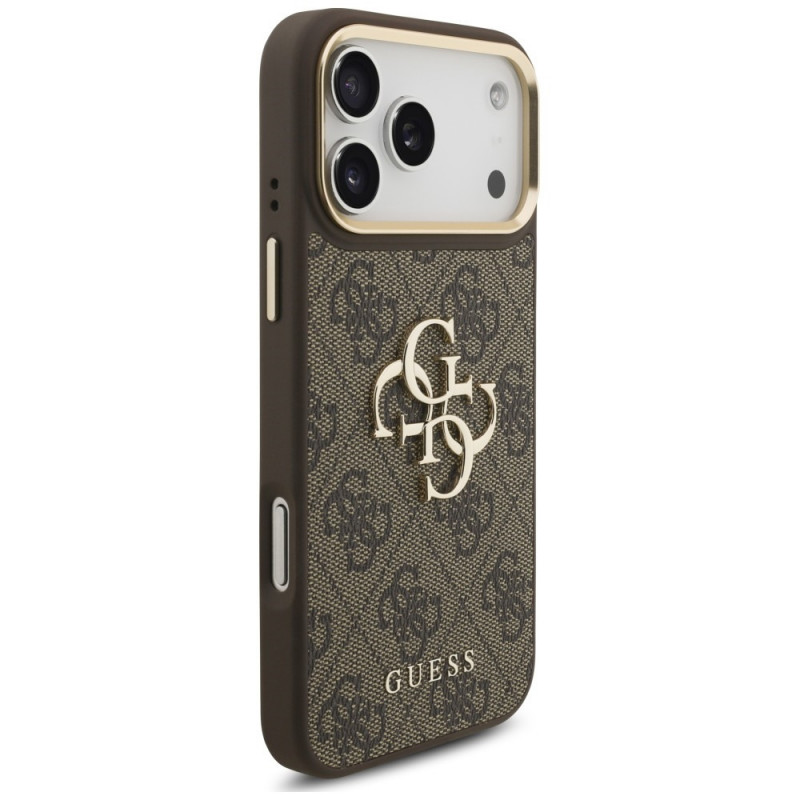 Etui Guess 4G Big 4G Classic Logo Big Strap Metal Buttons z paskiem dla Apple iPhone 18 Pro Max / 17 Pro Max, brązowe