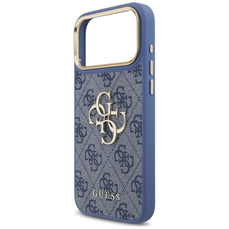 Guess 4G Big 4G Classic Logo Big Strap Metal Buttons etui z paskiem na Apple iPhone 18 Pro Max / 17 Pro Max, niebieskie
