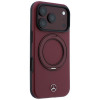 Etui Mercedes-Benz Leather with Ring Stand MagSafe dla Apple iPhone 18 Pro / 17 Pro, burgund