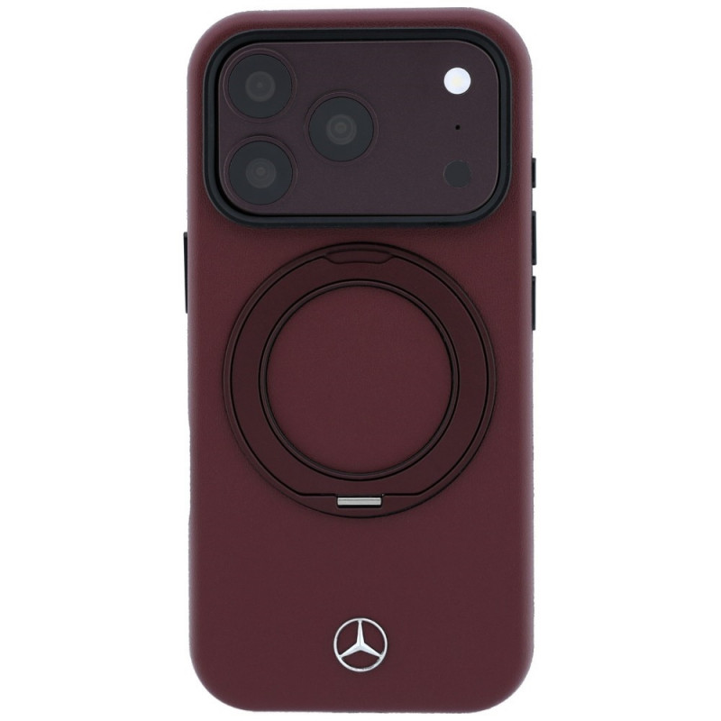 Etui Mercedes-Benz Leather with Ring Stand MagSafe dla Apple iPhone 18 Pro Max / 17 Pro Max, burgund