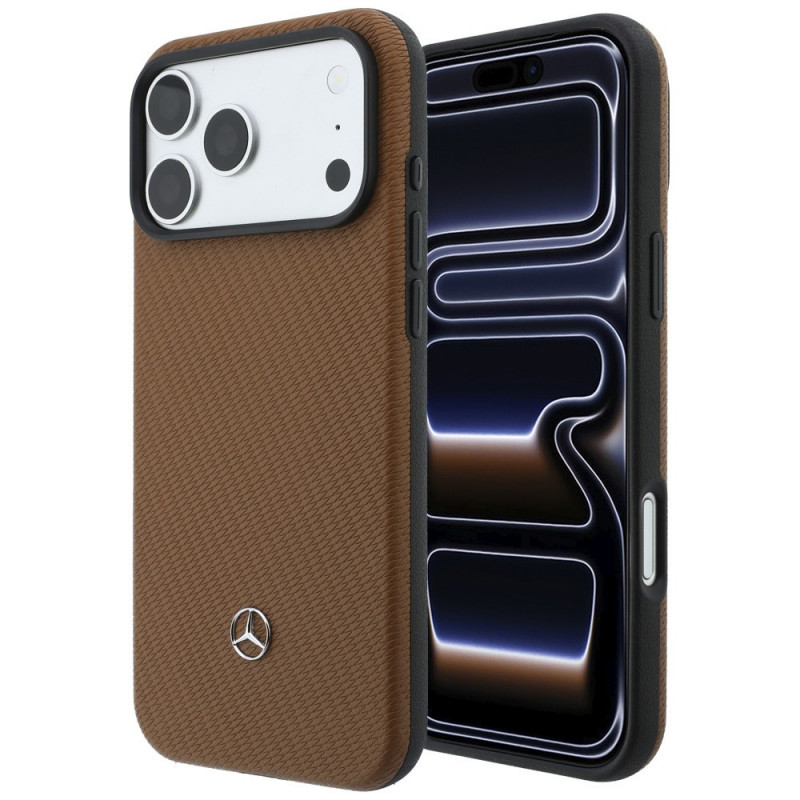 Etui MagSafe ze skóry i zestaw portfela na karty Mercedes-Benz Grill Pattern dla Apple iPhone 18 Pro Max / 17 Pro Max, camel
