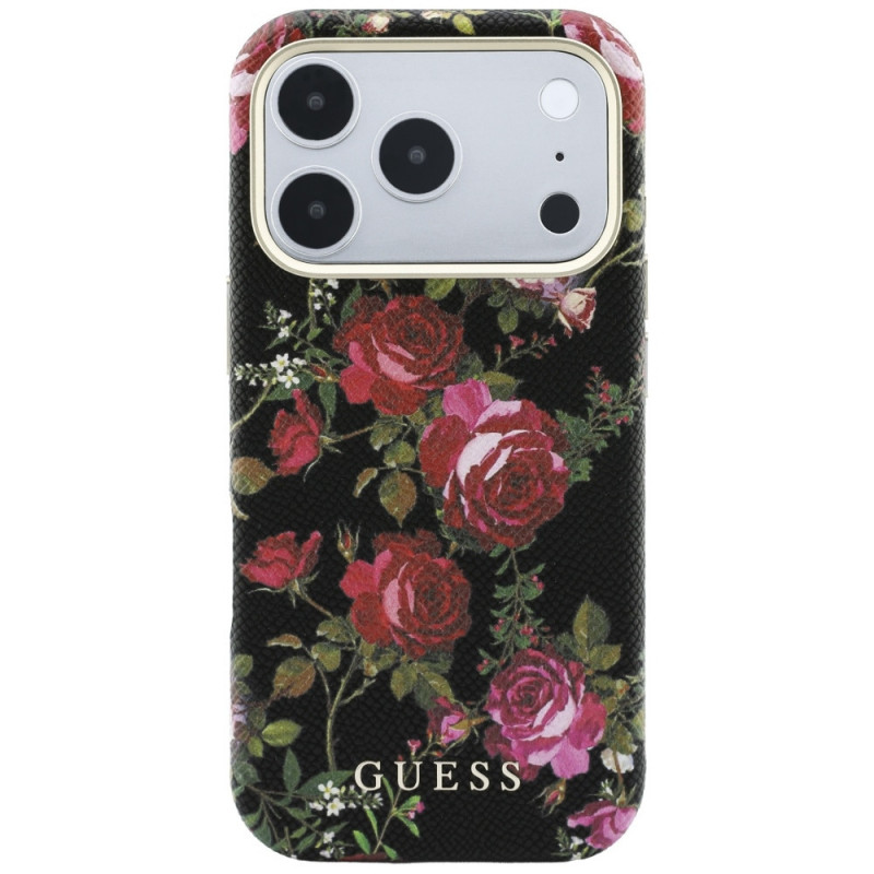 Guess Blossom Roses Print MagSafe etui dla Apple iPhone 18 Pro Max / 17 Pro Max, czarne