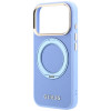 Etui Guess Ring Stand 360 Grained Classic Logo MagSafe dla Apple iPhone 18 Pro Max / 17 Pro Max, jasnoniebieskie