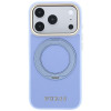 Guess Ring Stand 360 Grained Classic Logo MagSafe etui na Apple iPhone 18 Pro / 17 Pro, jasnoniebieski