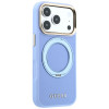 Guess Ring Stand 360 Grained Classic Logo MagSafe etui na Apple iPhone 18 Pro / 17 Pro, jasnoniebieski