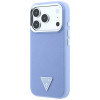 Guess Grained Triangle Logo MagSafe etui twarde na Apple iPhone 18 Pro / 17 Pro, niebieskie