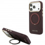 Guess Ring Stand 360 Grained Classic Logo MagSafe etui na Apple iPhone 18 Pro / 17 Pro, burgund