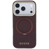 Guess Ring Stand 360 Grained Classic Logo MagSafe etui na Apple iPhone 18 Pro / 17 Pro, burgund