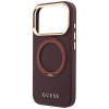 Guess Ring Stand 360 Grained Classic Logo MagSafe etui na Apple iPhone 18 Pro / 17 Pro, burgund