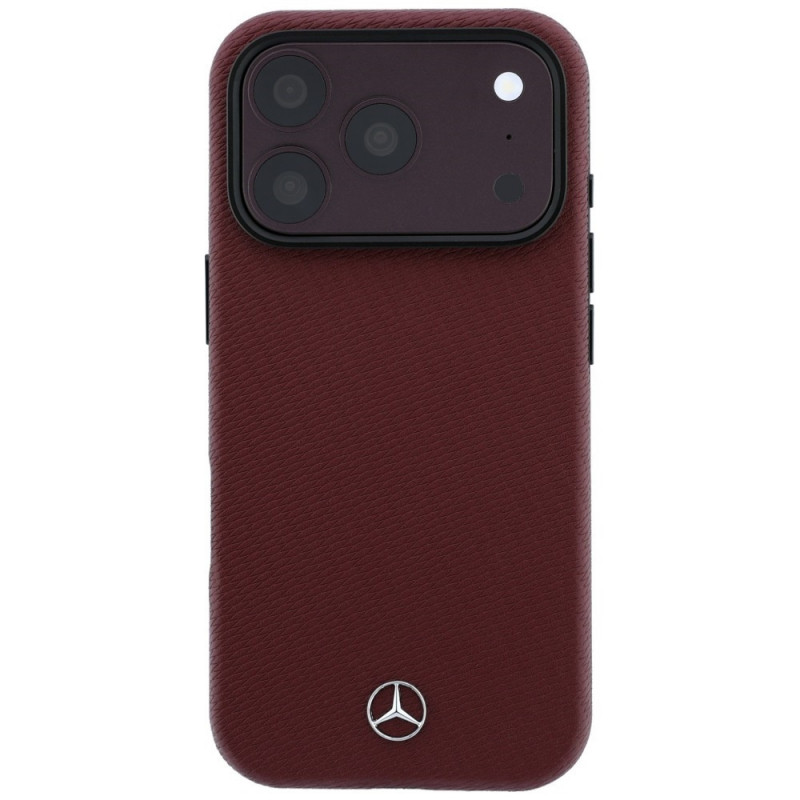 Zestaw etui MagSafe ze skóry ekologicznej i portfela na karty Mercedes-Benz Grill Pattern dla Apple iPhone 18 Pro / 17 Pro, burgund