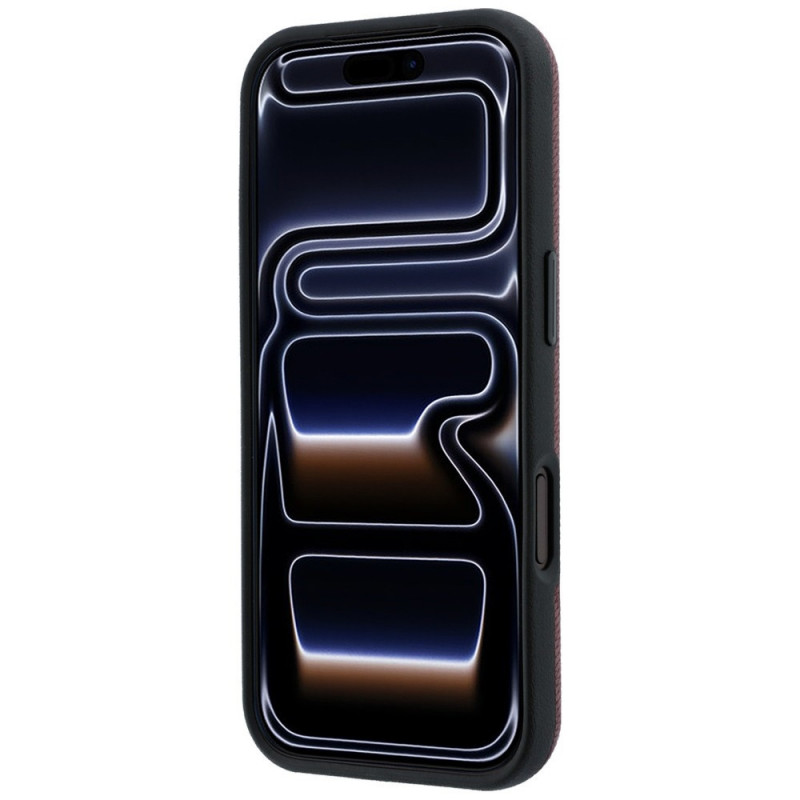 Zestaw etui MagSafe ze skóry ekologicznej i portfela na karty Mercedes-Benz Grill Pattern dla Apple iPhone 18 Pro / 17 Pro, burgund