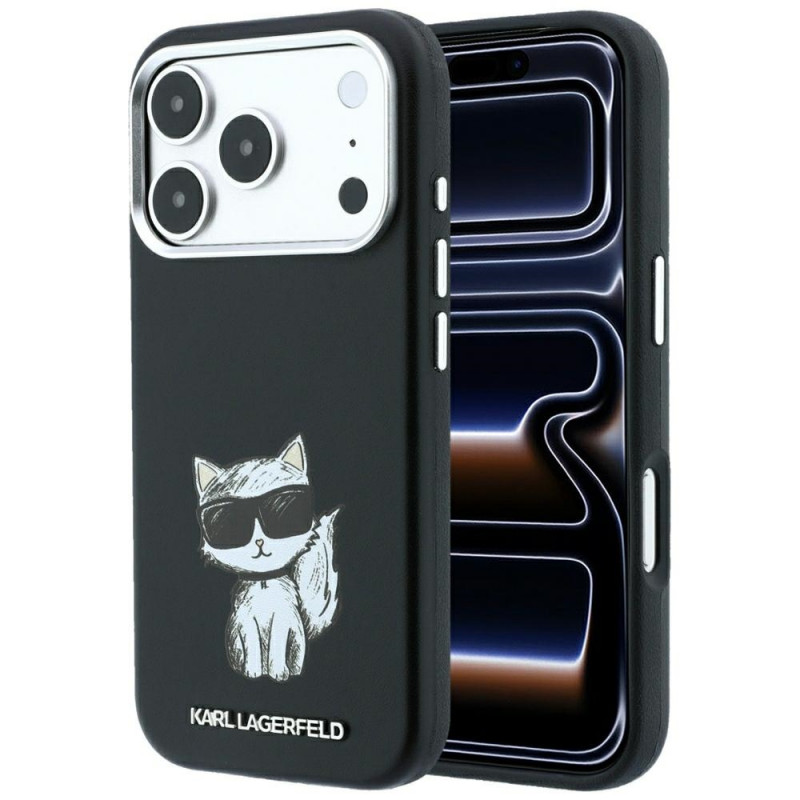 Karl Lagerfeld Smooth Choupette Sketch MagSafe etui na Apple iPhone 18 Pro Max / 17 Pro Max, czarny