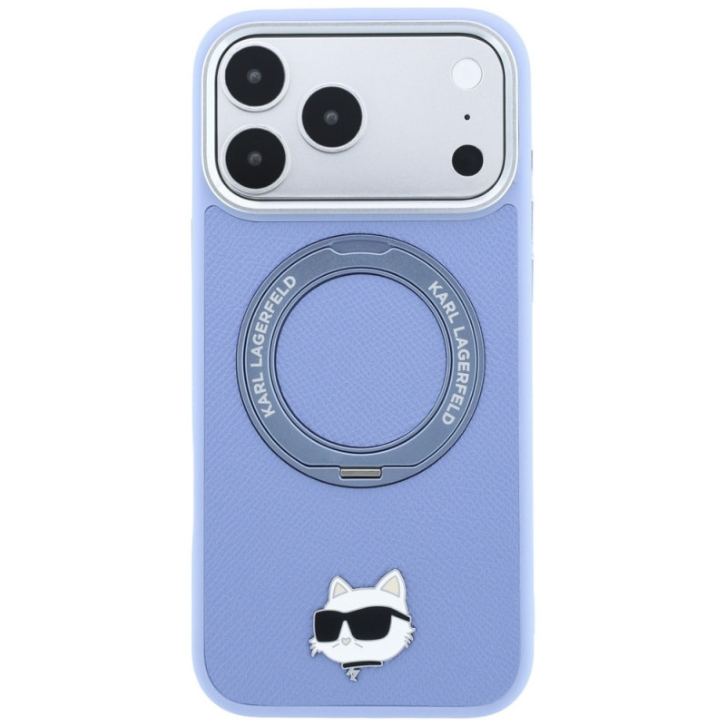 Etui MagSafe Karl Lagerfeld with Ring Stand 360 Choupette Head Pin dla Apple iPhone 18 Pro Max / 17 Pro Max, jasnoniebieskie (KF003220)