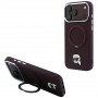 Etui MagSafe Karl Lagerfeld with Ring Stand 360 Karl Head Pin dla Apple iPhone 18 Pro Max / 17 Pro Max, Burgundy