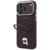 Etui MagSafe Karl Lagerfeld with Ring Stand 360 Karl Head Pin dla Apple iPhone 18 Pro Max / 17 Pro Max, Burgundy