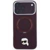Etui MagSafe Karl Lagerfeld with Ring Stand 360 Karl Head Pin dla Apple iPhone 18 Pro Max / 17 Pro Max, Burgundy
