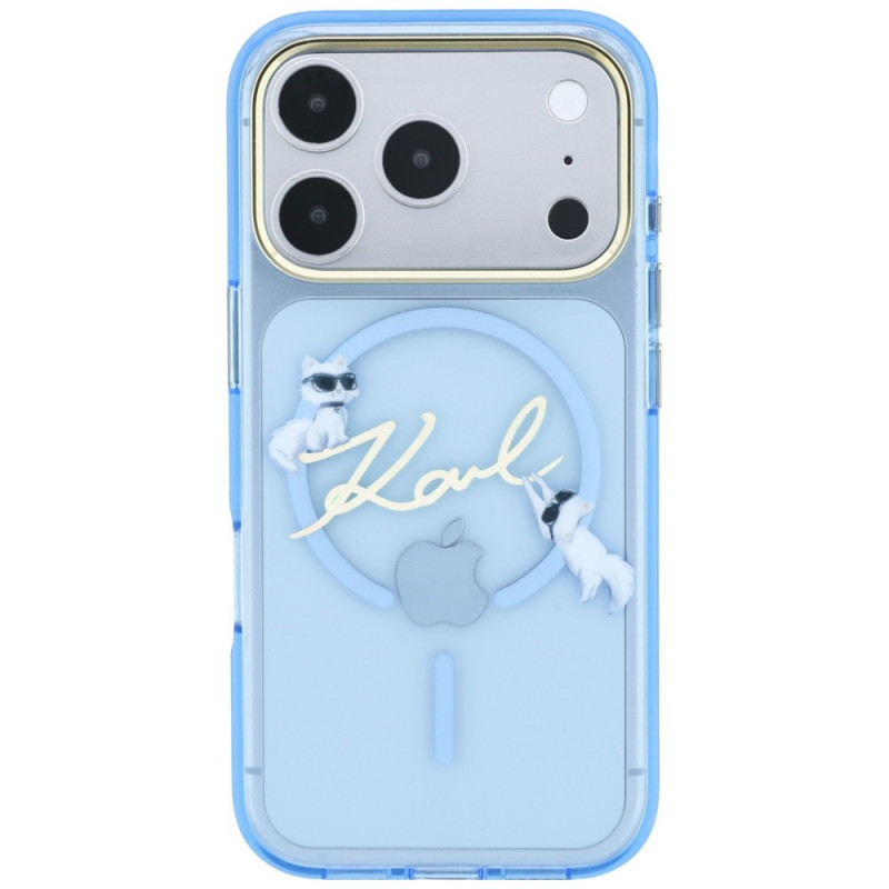 Etui MagSafe Karl Lagerfeld Script Logo dla Apple iPhone 18 Pro / 17 Pro, jasnoniebieskie