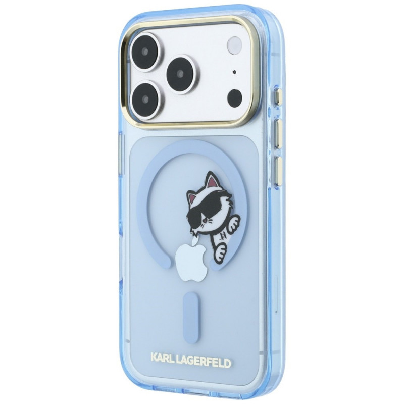 Etui MagSafe Karl Lagerfeld Peekaboo Logo dla Apple iPhone 18 Pro Max / 17 Pro Max, niebieskie