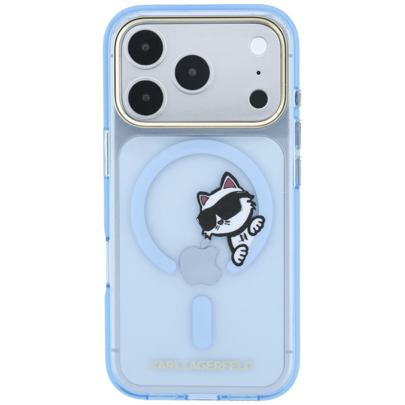 Etui MagSafe Karl Lagerfeld Peekaboo Logo dla Apple iPhone 18 Pro Max / 17 Pro Max, niebieskie