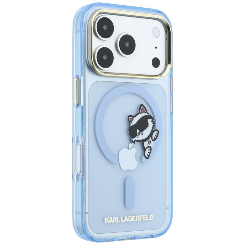 Etui MagSafe Karl Lagerfeld Peekaboo Logo dla Apple iPhone 18 Pro Max / 17 Pro Max, niebieskie