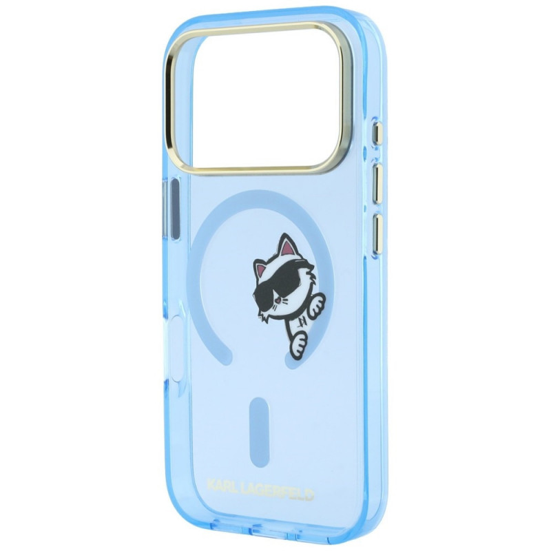 Etui MagSafe Karl Lagerfeld Peekaboo Logo dla Apple iPhone 18 Pro Max / 17 Pro Max, niebieskie