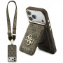 Etui Guess 4G z portfelem i smyczą, MagSafe, do Apple iPhone 18 Pro / 17 Pro, brązowe