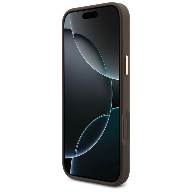 Etui Guess 4G z portfelem i smyczą, MagSafe, do Apple iPhone 18 Pro Max / 17 Pro Max, brązowe