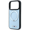 Etui BMW Kevlar Ring Stand 360 MagSafe dla Apple iPhone 18 Pro Max / 17 Pro Max, niebieskie