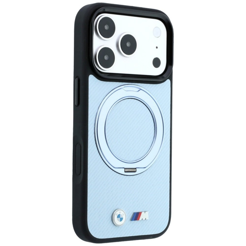 BMW Kevlar Ring Stand 360 MagSafe etui na Apple iPhone 18 Pro / 17 Pro, niebieskie