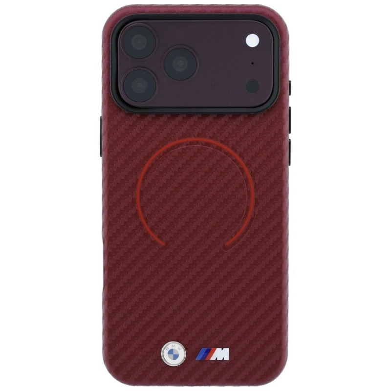 BMW M Carbon Printed Ring MagSafe etui dla Apple iPhone 18 Pro Max / 17 Pro Max, czerwone